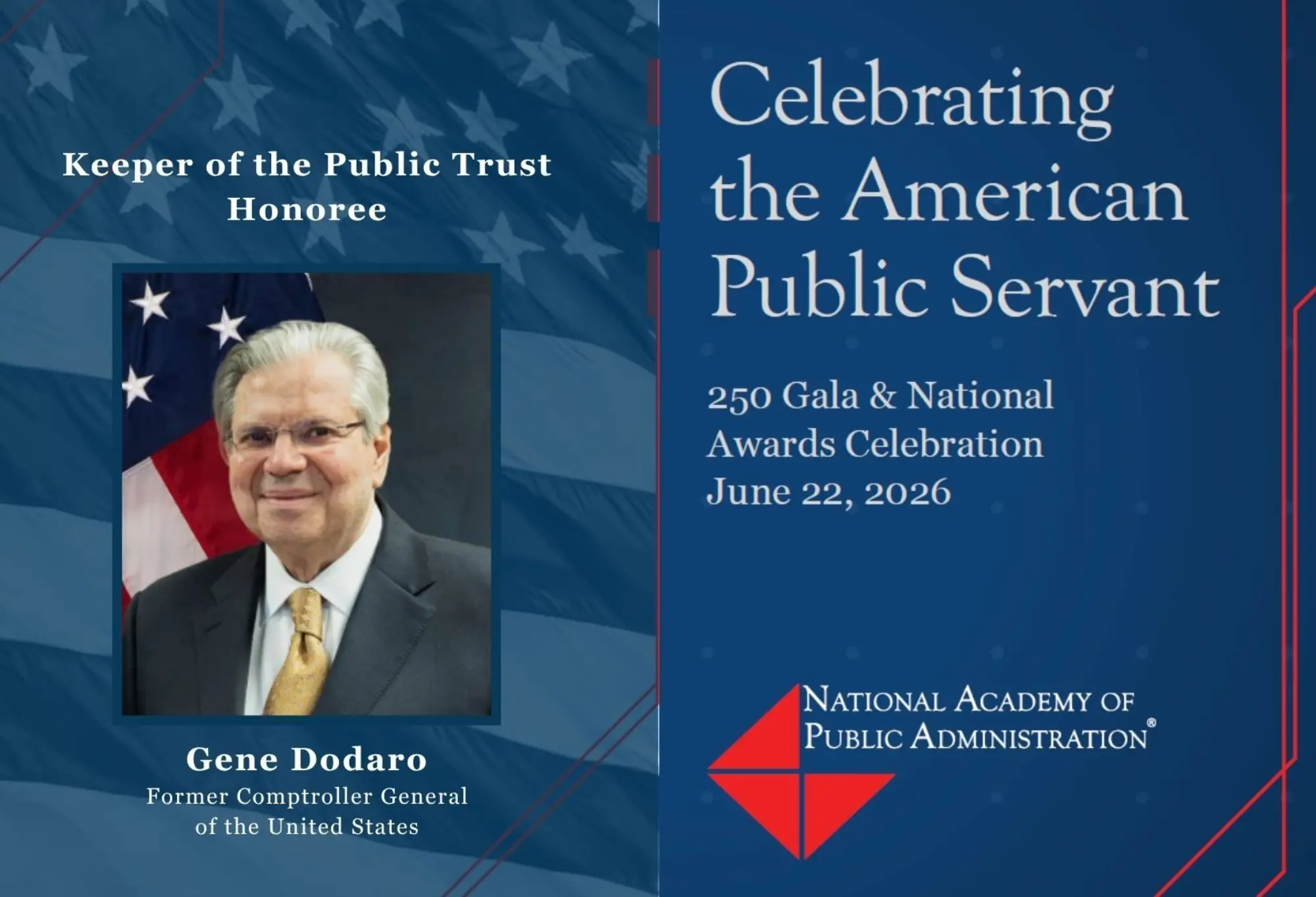 Academy to Honor former Comptroller General Gene Dodaro with Keeper of the Public Trust Award